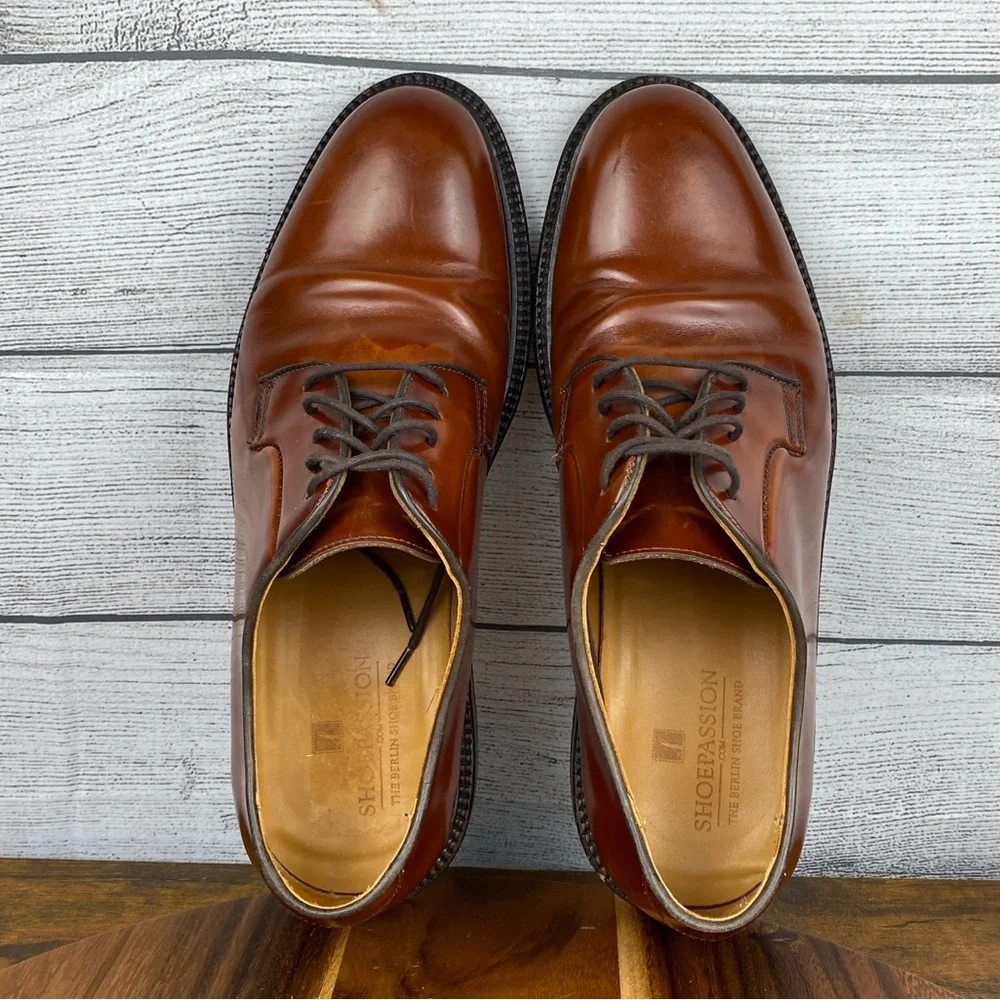 Shoepassion The Berlin Shoe Brand Brown Polished Leather Derby 5551 Men Size 10